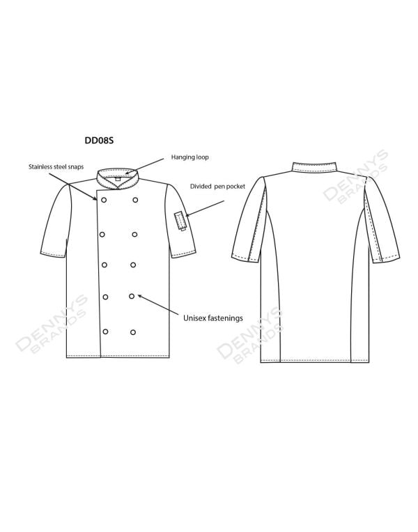 Short Sleeve Chef's Jacket - Black