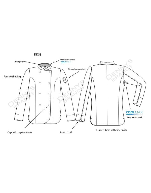 Ladies' Long Sleeve Fitted Chef's Jacket