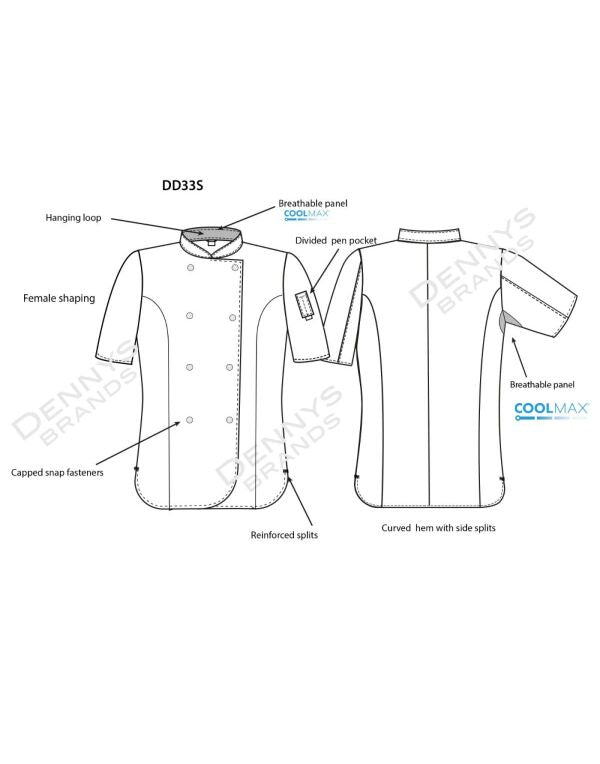 Ladies' Short Sleeve Fitted Chef's Jacket